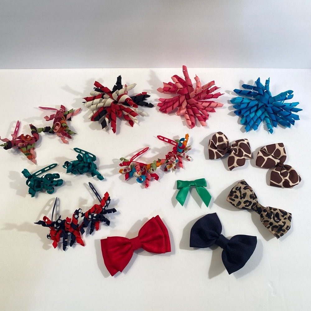 Lot of 17 Gymboree Curly Ribbon Hair Clips Barrettes and Other Hair Bow Singles